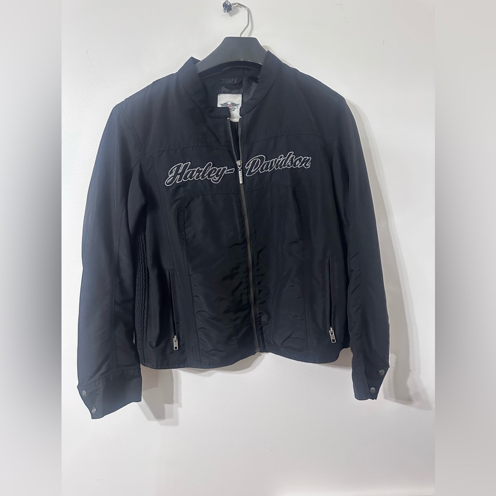Harley Davidson Women’s Nylon Polyester Riding Jacket Size Black Wings